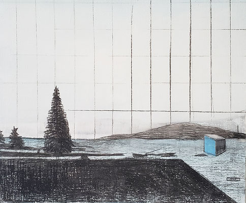 sans titre. acrylique et fusain /toile. 54/60cm.