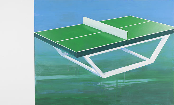 Table de ping pong, huile et acrylique/toile, 150/250cm