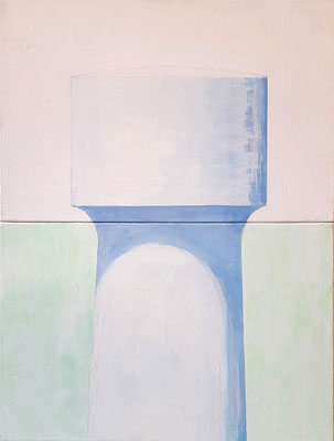 Château d'eau. (diptyque) .Huile et acrylique/toile. 54/41 cm. collection privée