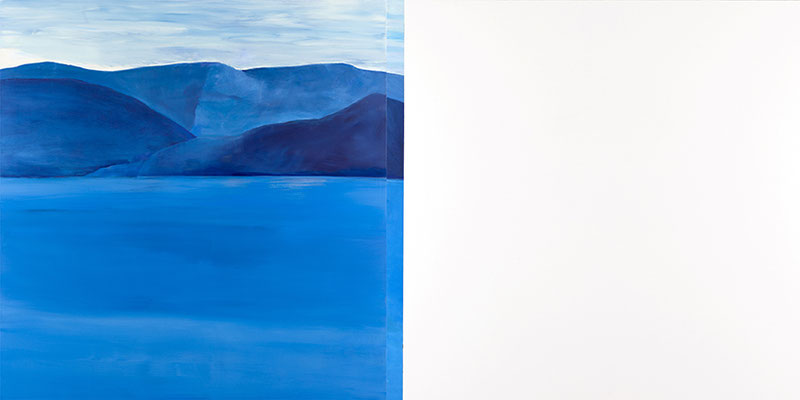 Paysage bleu. Huile et acrylique/toile.150/300cm