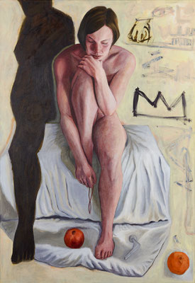 Granatapfelschwangerschaft einer Fläche, Acryl auf Leinwand, 2015, 160 x 110 cm