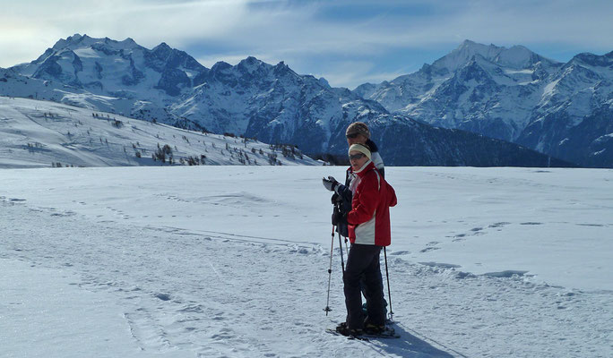 Besuch von Imma Hillerich & Manfred Schmitz im Wallis (Fotos von gemeinsamer Schneeschuhtour oberhalb Visperterminen)