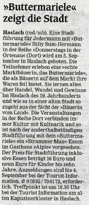 >>Buttermariele<< zeigt die Stadt, OT 17.August 2019