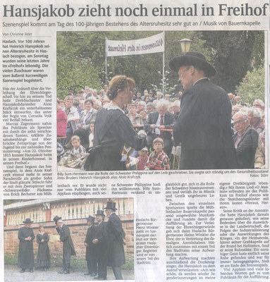Hansjakob zieht noch einmal in Freihof,  Schwabo 01.Oktober 2013