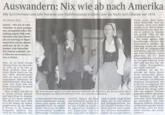 Auswandern: Nix wie ab nach Amerika, Schwabo 12.Oktober 2010