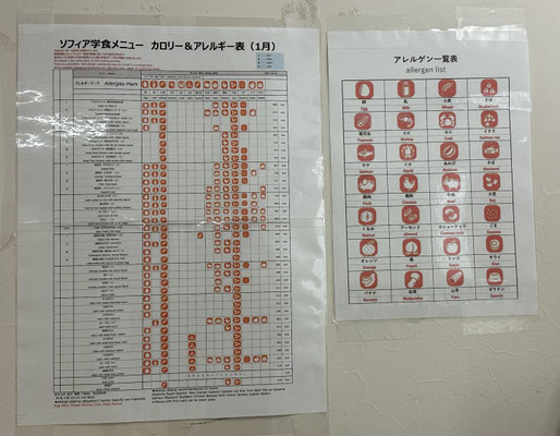 アレルギーとカロリー表