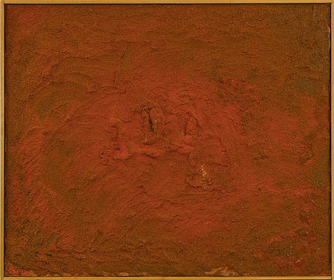 めぐるせいざのひかりのように　Like the light of the rotating constellations, 1990, 62.5 x 74.3 cm Oil and sand on canvas