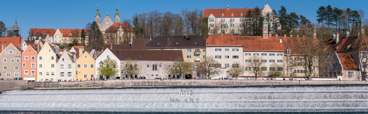 Panorama - Stadtansicht Landsberg vom Lechwehr mit Katharinenbrücke