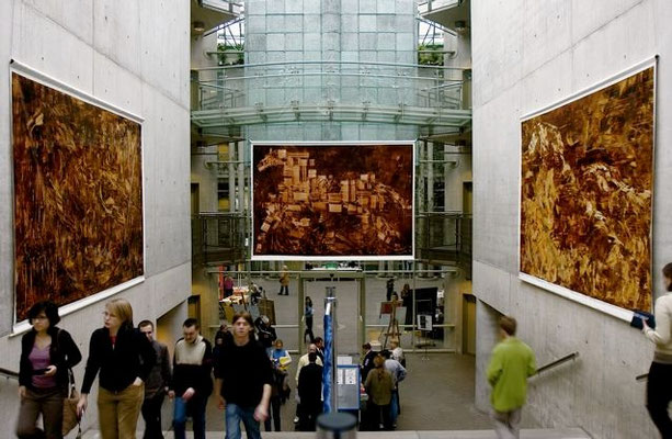 oil on polypropylene material, resin lacquer mixture coating, proprietary technique, 300x400 cm
