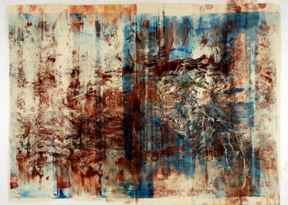 oil on cardboard, resin lacquer mixture coating, proprietary technique, 80x100 cm
