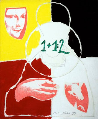 collage on hardboard, resin lacquer mixture coating, proprietary technique, 33x27,5 cm
