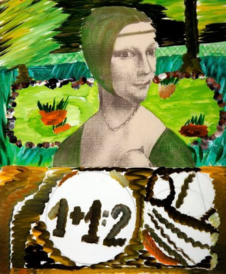 collage on hardboard, resin lacquer mixture coating, proprietary technique, 33x27,5 cm