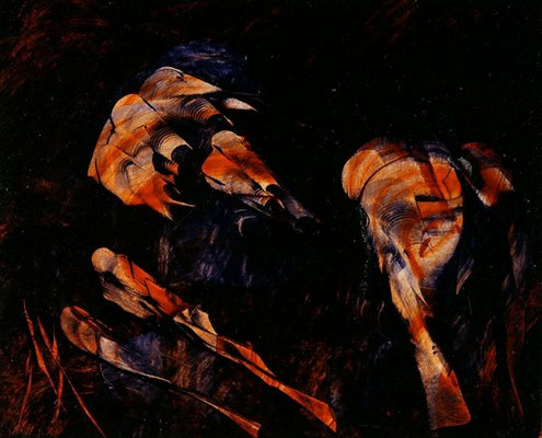 oil on hardboard, resin lacquer mixture coating, proprietary technique, 16x25 cm