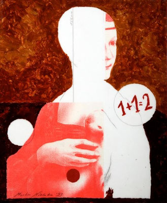 collage on hardboard, resin lacquer mixture coating, proprietary technique, 33x27,5 cm