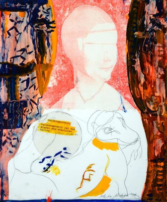 collage on hardboard, resin lacquer mixture coating, proprietary technique, 33x27,5 cm