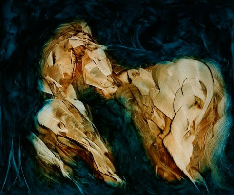 oil on hardboard, resin lacquer mixture coating, proprietary technique, 16x25 cm