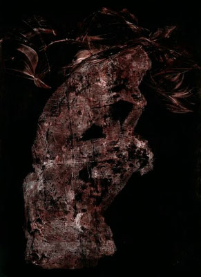 oil on hardboard,  resin lacquer mixture coating, proprietary technique, 162x122 cm