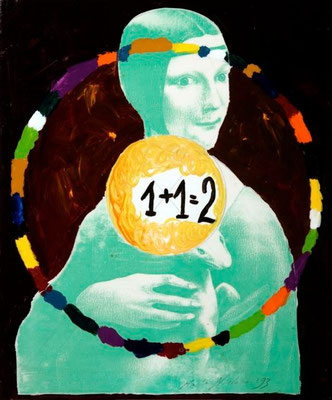collage on hardboard, resin lacquer mixture coating, proprietary technique, 33x27,5 cm