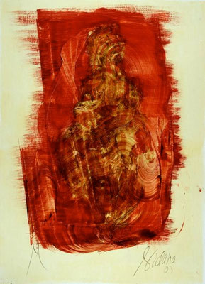 oil on cardboard, resin lacquer mixture coating, proprietary technique, 80x110 cm