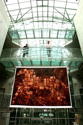 oil on polypropylene material, resin lacquer mixture coating, proprietary technique, 300x400 cm