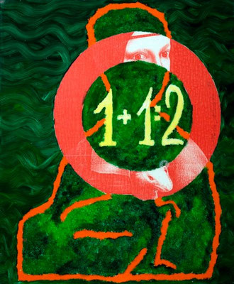 collage on hardboard, resin lacquer mixture coating, proprietary technique, 33x27,5 cm