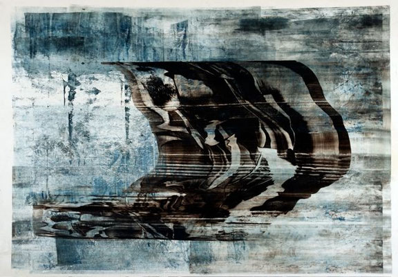 oil on cardboard, resin lacquer mixture coating, proprietary technique, 120x160 cm
