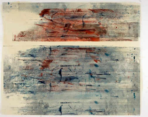 oil on cardboard, resin lacquer mixture coating, proprietary technique, 80x110 cm