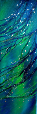 Unter Wasser, Öl und Blattgold auf Leinwand, 60x20cm