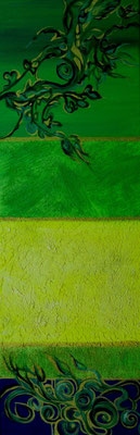 Green, Öl und Spachtelmasse auf Leinwand, 60x20cm (verkauft) 