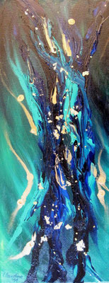 Unterwasser, Öl und Blattgold auf Leinwand, 50x20cm
