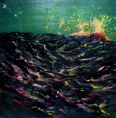 Bárðarbunga, Öl auf Karton, 30x30 cm