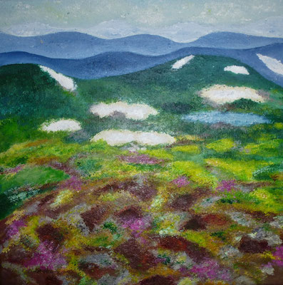 Island III - Islandic Highland, Acryl auf Leinwand, Mischtechnik 30x30 cm
