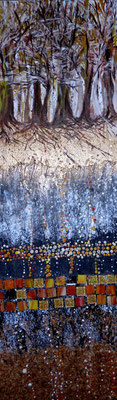 Der Kreislauf des Lebens, Acryl auf Leinwand, 90x30cm (der obere Ausschnitt stellt das Titelbild der Homepage dar) 