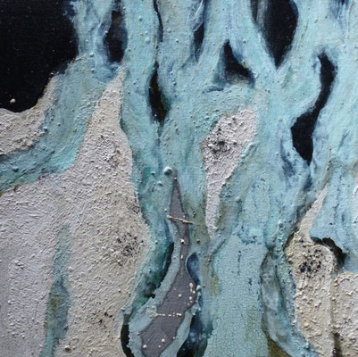 o.T. Naturfarben auf Leinwand, 30x30x3,5 cm