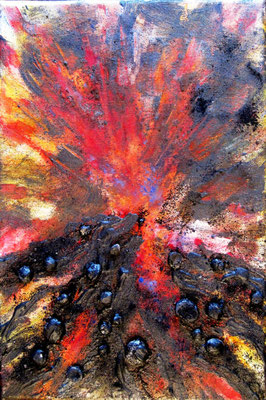 Vulkan. Acryl/Keramik auf Leinwand, Mischtechnik, 30x20 cm