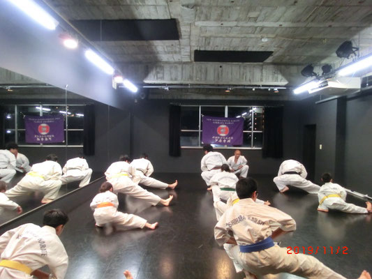 練習前のストレッチ