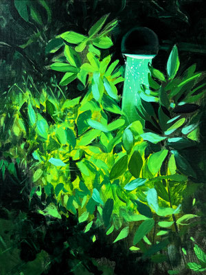 Nokturn in grün - 2024, Öl, Leinwand, Board, 40 x 30 cm