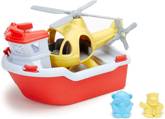 Véhicule GreenToys - Bateau de sauvetage avec hélicoptère