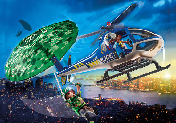 Playmobil - Hélicoptère de police & parachutiste