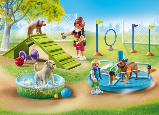 Playmobil - Aire de jeux pour chiens, enfants et éducatrice