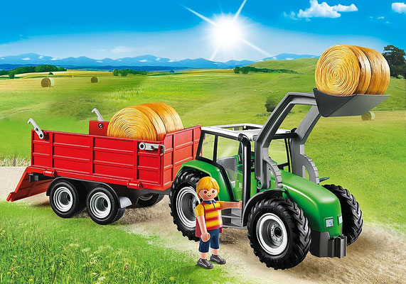 Playmobil - Grand tracteur avec remorque