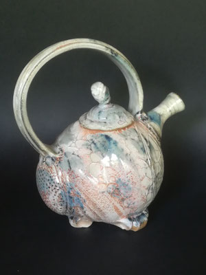 poterie de meyraguet pascal castagné grès cuisson au bois, grès au sel, théière ventrue
