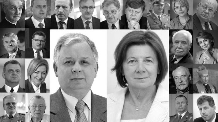 Das polnische Präsidentenehepaar Lech und Maria Kaczynski und weitere hochrangige Opfer des Flugzeugabsturzes in Smolensk