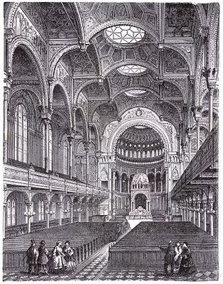 Das zerstörte Innere der Neuen Synagoge Berlin, 19. Jh.