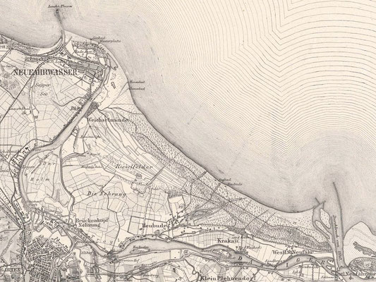 Die Westerplatte auf einer Karte von 1901 (links oben)