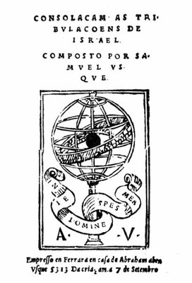 Titelblatt von Samuel Usques Consolacam as tribulacoens de Israel composto por, Ferrara 1553