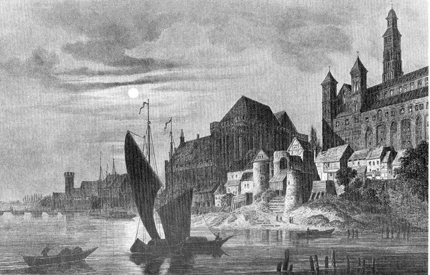 Die Burg von Südwesten, Ansicht um 1850