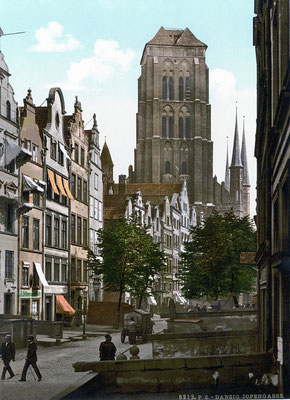 Jopengasse und Marienkirche um 1900