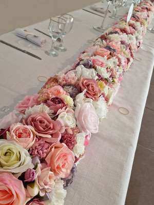 Décoration Table d'honneur Mariage Doré et Rose Poudré