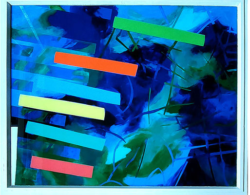 Rolf Liese o.T. abstraktes Hinterglasbild 120 x 95 cm, Rückseite signiert, VB 2800 Euro